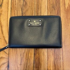Kate Spade Clutch Travel Wallet Black Leather
